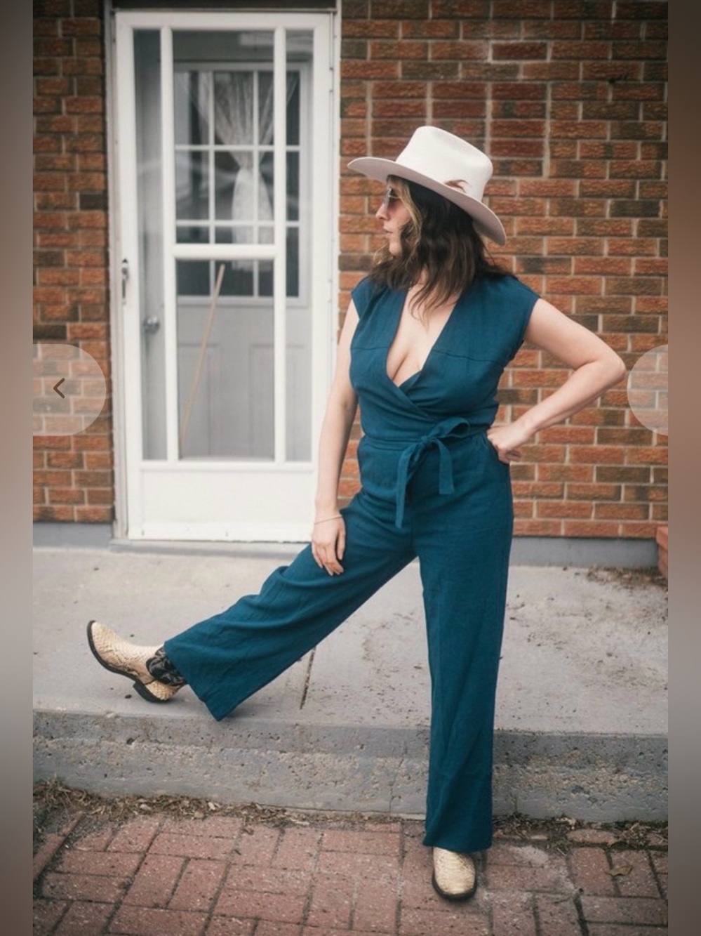 Dagg & Stacey Cicely Jumpsuit Linen Blend 70’S Sapphire , size 4